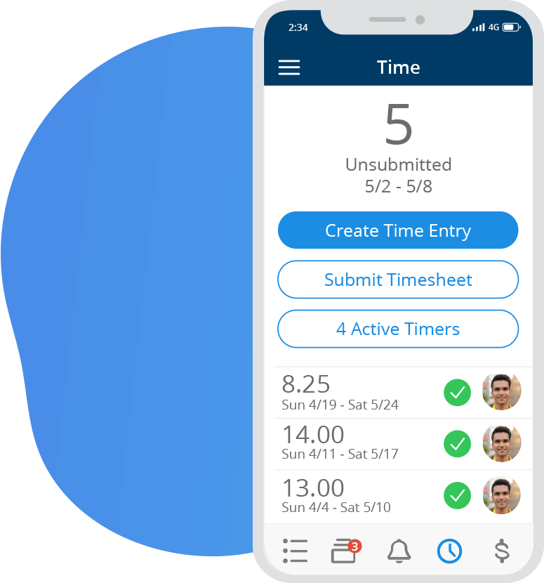 Time Tracking on Project Insight Mobile